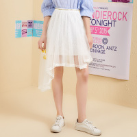 美丽衣橱白色公主裙女2019夏新款时尚不规则纱蕾丝洋气半身裙