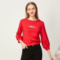 美丽衣橱字母半袖卫衣女2019夏新款时尚韩版后背系带洋气上衣潮