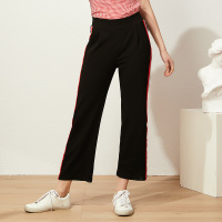 美丽衣橱黑色高腰阔腿裤女2019新款时尚百搭学生宽松显瘦休闲裤