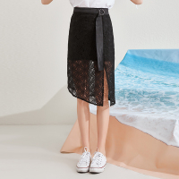 美丽衣橱不规则蕾丝半身裙2019夏新款高腰修身蕾丝显瘦裙子潮