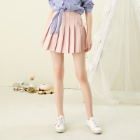 美丽衣橱高腰百褶裙女2019夏季新款甜美学院风a字版显瘦半身裙