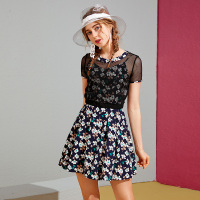 美丽衣橱纱上衣吊带裙两件套女2019夏新款甜美小清新碎花套装