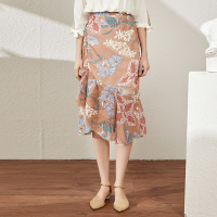 美丽衣橱不规则雪纺碎花半身裙女2019夏新款时尚百搭高腰沙滩裙