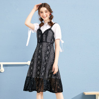 美丽衣橱蕾丝吊带裙套装2019新款时尚韩范学院风气质淑女两件套