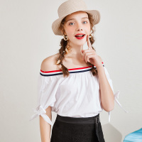 美丽衣橱一字肩上衣女2019夏新款时尚韩版叙述高腰显瘦套头衬衫