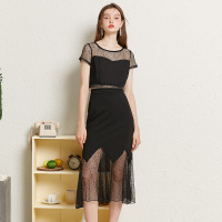 美丽衣橱高腰套装裙女2019新款时尚韩版黑色修身显瘦洋气两件套