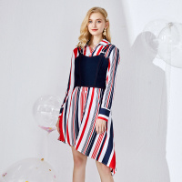 美丽衣橱不规则衬衫裙吊带两件套女2019秋新款时尚百搭俏皮套装