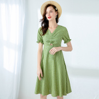 美丽衣橱系带冷淡风连衣裙法式宽松显瘦格子泫雅风裙子ins超仙