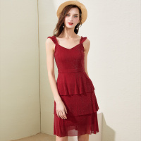 美丽衣橱吊带连衣裙女夏新款高腰显瘦蛋糕裙甜美小个子减龄裙子