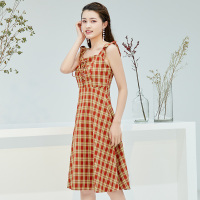 美丽衣橱英伦风格子吊带裙女学生2020夏季新款气质淑女连衣裙子
