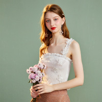 美丽衣橱花边吊带女夏背心打底内搭短款百搭修身性感无袖上衣潮