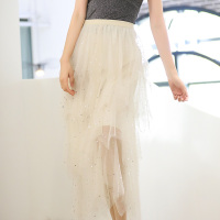 美丽衣橱星星不规则网纱裙女百搭显瘦a字中长款半身裙蓬蓬裙纱裙
