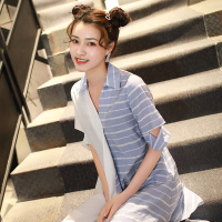 美丽衣橱时尚不规则衬衫裙女潮流网红款胖mm宽松显瘦遮肉连衣裙
