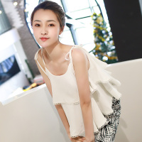 美丽衣橱短款性感高腰雪纺吊带女外穿泰国宽松木耳荷叶边打底衫