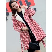 美丽衣橱名媛小香风千鸟格风衣外套女2020冬新款时尚气质大衣潮