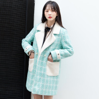 美丽衣橱时尚百搭金貂西服外套女2020冬装直筒中长大衣潮