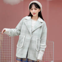 美丽衣橱百搭休闲金貂大衣女七分袖宽松小个子风衣外套2020冬