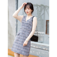 美丽衣橱百搭格子学生套装女2020冬新款长袖毛衣背心连衣裙两件