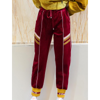 美丽衣橱金丝绒加绒工装裤女2020冬新款百搭松紧高腰休闲裤多色