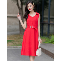 美丽衣橱亮丽活泼学生连衣裙女装2021夏松紧高腰显瘦中裙子