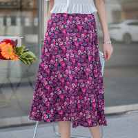 美丽衣橱松紧高腰碎花半身裙女装2021夏季新款休闲百搭中长裙子
