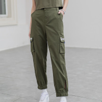 美丽衣橱百搭学生工装裤女装新款2021夏高腰显瘦束脚七分休闲裤