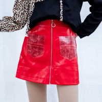 美丽衣橱时尚帅气PU短裙女2021春装新款韩版洋气修身百搭高腰半身裙潮