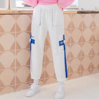 美丽衣橱百搭松紧腰休闲运动裤女装2021春高腰修身显瘦束脚七分裤子