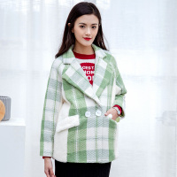 美丽衣橱小清新格子短外套女装新款2021春季长袖字母休闲上衣宽松显瘦百搭