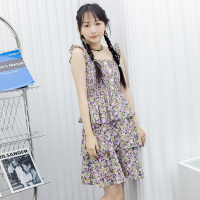 美丽衣橱俏皮碎花连衣裙女2021夏高腰中裙学生蛋糕裙子百搭
