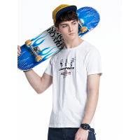 CAMEL骆驼男装 2018年夏季新款男青年圆领印花休闲T恤 微弹纯色上衣