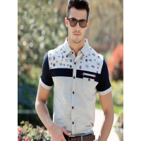 木笛男士纯棉短袖T恤2018夏装新款男装丝光棉修身韩版开衫短T潮MDTX14B33101