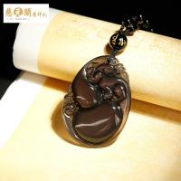 慈元阁开光冰彩黑曜石财运貔貅吊坠男女款水晶饰品葫芦项坠礼物