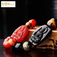 慈元阁开光黑曜石生肖属狗本命佛手链八大守护神虚空藏菩萨手串