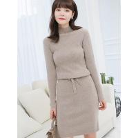 羊绒衫连衣裙2018秋冬新款半高圆领修身山羊绒针织裙女中长款RC1802-00290