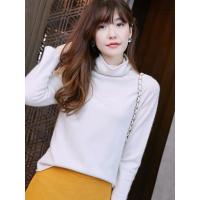 羊绒衫女高领修身薄款套头堆堆领毛衣女短款针织打底衫MKL-04-00170