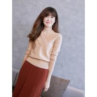 2018秋冬新款v领羊绒衫女短款套头羊绒毛衣MKL-27-00220