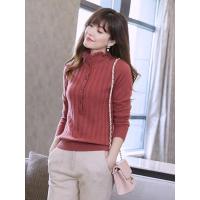 羊绒衫秋冬季女保暖领子带扣2018新款韩版长袖花瓣领毛衣上衣MKL-39-00220