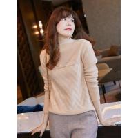 2018秋冬新款女纯色毛衣圆领套头针织打底衫欧洲站修身拼接羊绒衫MKL-47-00240