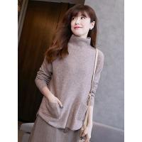 秋冬新款羊绒衫女短款宽松套头 纯色带口袋秋冬加厚毛衣MKL-69-00360