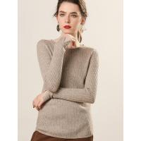 法兰貂18秋冬新款圆领长袖针织女羊毛衫坑条套头毛衣打底XSHL1824-00180