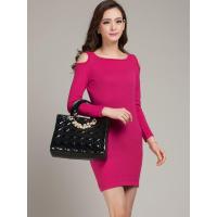 法兰貂2018秋季新款露肩毛衣打底衫女低领修身针织衫中长款包臀1089/00400