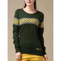 法兰貂新品女套头低圆领羊绒衫多图案特价款修身简约常规毛衣BF1114/00200