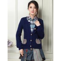 法兰貂秋冬季新款羊绒衫女装圆领修身麻花开衫韩版BF1137/00600