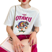 【法兰貂】短袖T恤女春夏季新款黑白内外穿宽松纯棉短款上衣