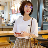 【法兰貂】100%纯棉T恤女短袖宽松休闲版2021款夏季新款百搭女装