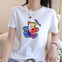 【法兰貂】短袖T恤女春夏季新款白色内搭宽松纯棉短款上衣