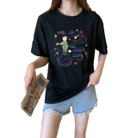 【法兰貂】100%纯棉T恤女短袖宽松休闲版2021款夏季新款百搭女装