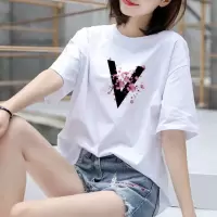 【法兰貂】100%纯棉T恤女短袖宽松休闲版2021款夏季新款百搭女装
