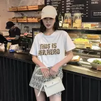【法兰貂】100%纯棉T恤女短袖宽松休闲版2021款夏季新款百搭女装